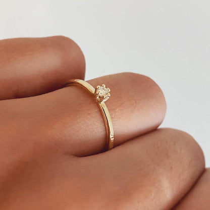 Subtiele ring in 14K goud met diamant - Algarrada Melissa