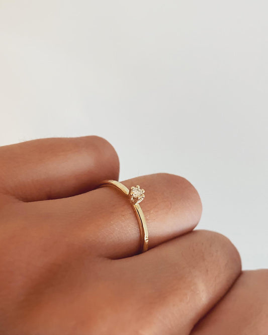 Subtiele ring in 14K goud met diamant - Algarrada Melissa