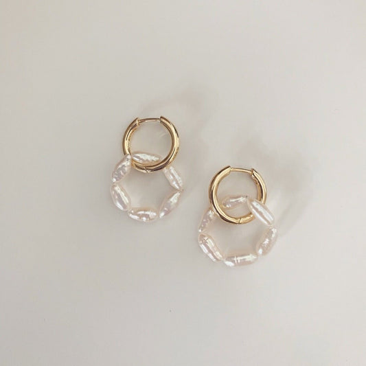 Oorringen met zoetwaterparel cirkel - Algarrada Melissa